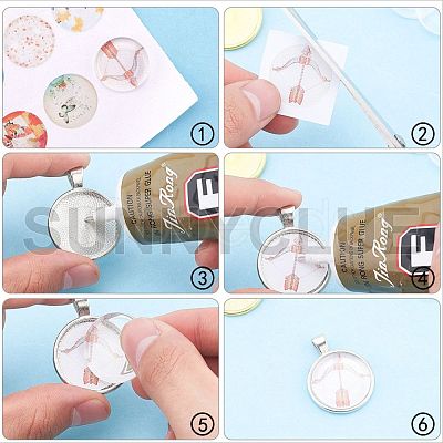 Flat Round Alloy Pendant Cabochon Settings PALLOY-A15654-AS-1