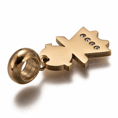 304 Stainless Steel European Dangle Charms STAS-I177-15G-1