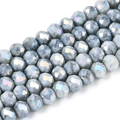 Anti-Tarnish Electroplate Rondelle Glass Beads Strands X-EGLA-T021-4mm-17-10-1