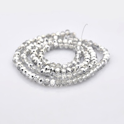 Half Plated Faceted Rondelle Electroplate Clear Glass Beads Strands GLAA-A024C-HP05-1