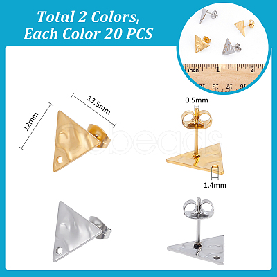 40Pcs 2 Colors 304 Stainless Steel Stud Earring Findings STAS-UN0059-83-1