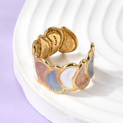 304 Stainless Steel Enamel Open Cuff Rings RJEW-L335-02B-G-1