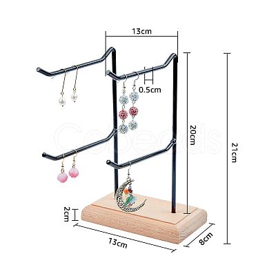 2-Tier 2-Row Wood Jewelry Display Stands EDIS-WH0016-008B-1