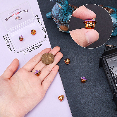 6Pcs Halloween Brass Enamel European Beads KK-BBC0015-40-1