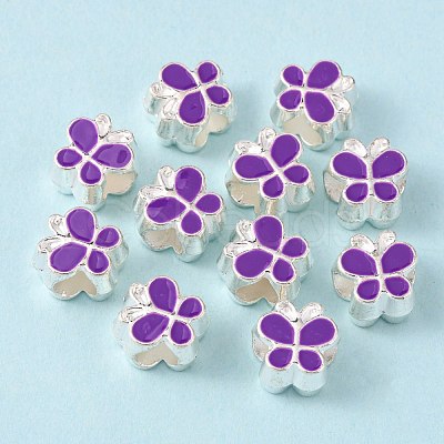 Alloy Enamel Butterfly Large Hole European Beads MPDL-R036-47E-1