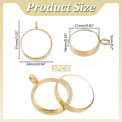 2Pcs 304 Stainless Stee Locket Pendants STAS-HY0002-24G-1