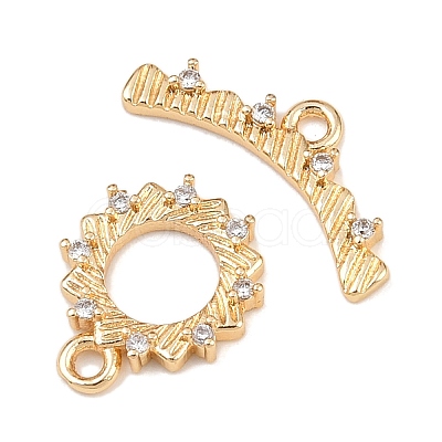 Brass Micro Pave Clear Cubic Zirconia Toggle Clasps KK-K407-36G-1