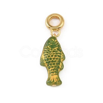 Brass Resin & Enamel European Dangle Charms KK-CBA217A-07G-1