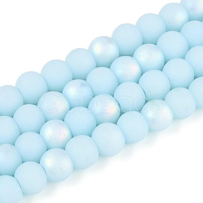 Frosted Opaque Glass Beads Strands GLAA-T032-P6mm-MBB10-1