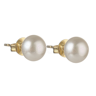 Natural Pearl Rondelle Stud Earrings EJEW-JE04585-03-1