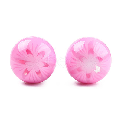 Flower Opaque Resin Beads RESI-T054-001B-1