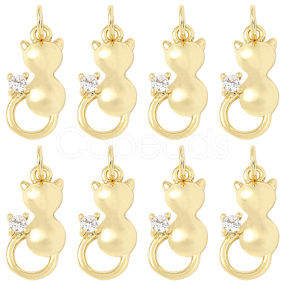 10Pcs Brass Pave Cubic Zirconia Pendants KK-BBC0022-58-1