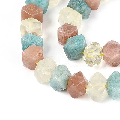 Natural Lemon Quartz & Flower Amazonite & Sunstone Beads Strands G-N358-01A-07-1