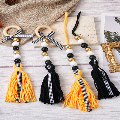 Crafans 4Pcs 2 Style Senior Year Theme Woolen Yarn Tassels Pendant Decorations HJEW-CF0001-18-1