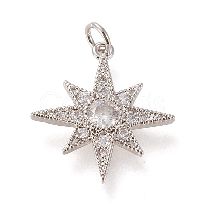 Brass Micro Pave Clear Cubic Zirconia Pendants X-ZIRC-L098-014P-1