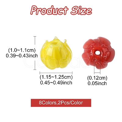 16Pcs 8 Colors Handmade Lampwork Beads LAMP-FS0001-25-1