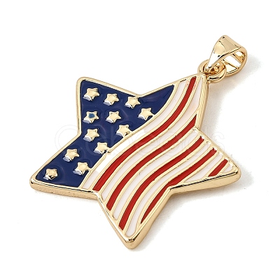 Independence Day Brass Enamel Pendants KK-CBAA41C-16C-G-1