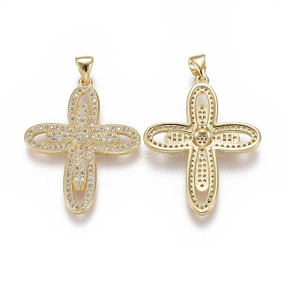 Brass Micro Pave Cubic Zirconia Pendants ZIRC-F115-16G-1