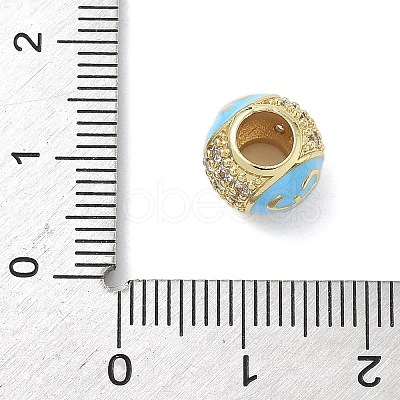 Real 18K Gold Plated Brass Micro Pave Cubic Zirconia Barrel European Beads KK-K368-19G-1