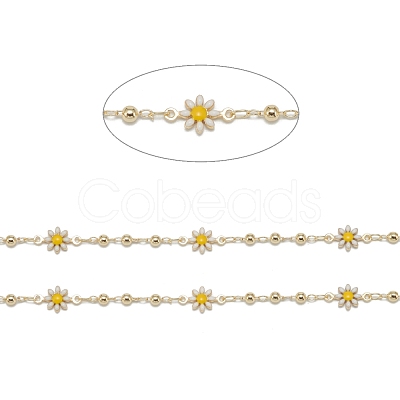 Handmade Golden Brass Enamel Link Chains CHC-K011-20G-1