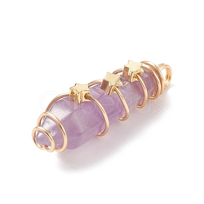 Natural Amethyst Pointed Pendants PALLOY-JF01703-01-1