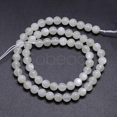 Natural White Moonstone Round Bead Strands G-M262-6mm-04-1