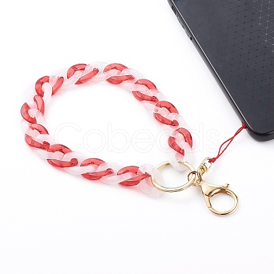 Two Tone Transparent Acrylic Curb Chain Mobile Straps HJEW-JM00453-01-1