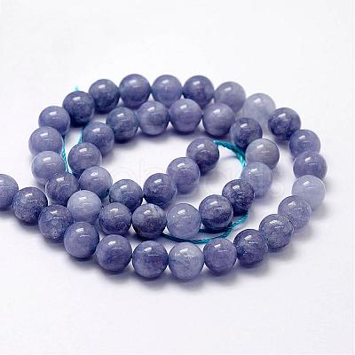 Natural White Jade Imitation Aquamarine Beads Strands G-F364-15-8mm-1