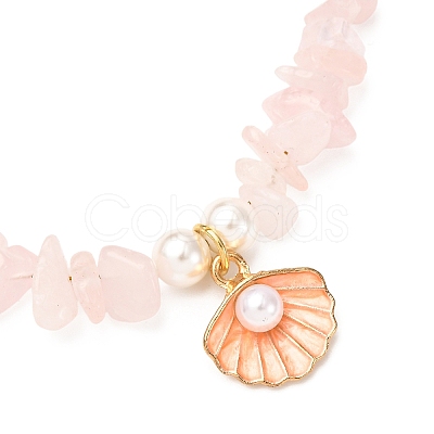 Natural Rose Quartz Chips & Starfish Synthetic Turquoise & Shell Pearl Beads Bracelets BJEW-JB12413-02-1