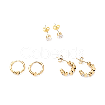 3 Pairs 3 Style Crystal Rhinestone Diamond Stud Earrings EJEW-B020-25G-1