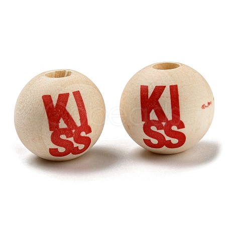 Printed Wood Beads WOOD-A022-02-1