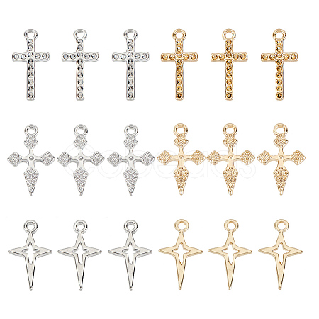 48Pcs 6 Style Alloy Pendants & Rhinestone Settings FIND-AR0002-07-1