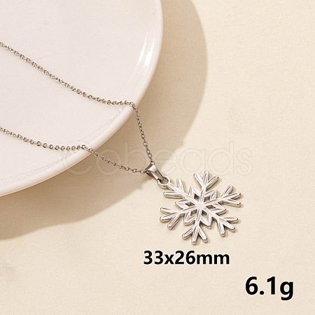 201 Stainless Steel Snowflake Pendant Necklaces for Women FS-WG3C313-09-1