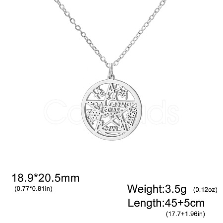 Witch Knot 304 Stainless Steel Hollow Pendant Necklaces for Women FS-WGCB0A9-17-1