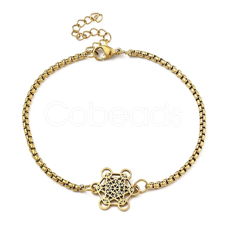 201 Stainless Steel Popcorn Chain Bangles for Women BJEW-M044-02G-1