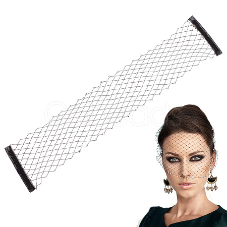 Vintage Polyester Rhinestone Mesh Face Veils for Women AJEW-WH0348-705-1