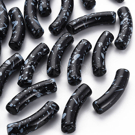Opaque Spray Painted Acrylic Beads MACR-S372-002F-B01-1