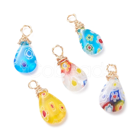 Handmade Millefiori Glass Pendants PALLOY-JF01290-1