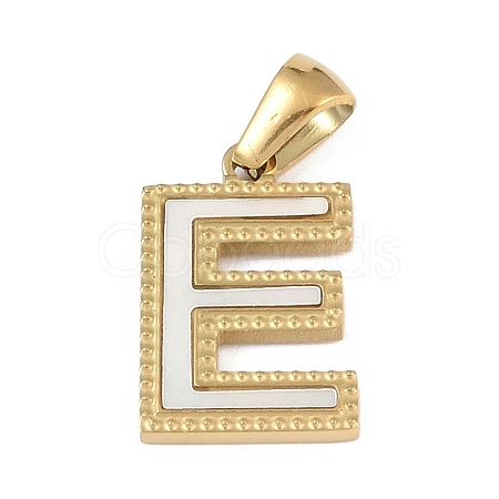 Natural White Shell Alphabet Pendants STAS-M338-02G-E-1