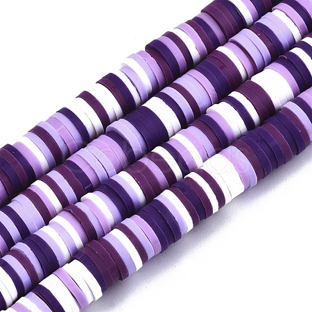 Handmade Polymer Clay Beads Strands CLAY-R089-6mm-092-1