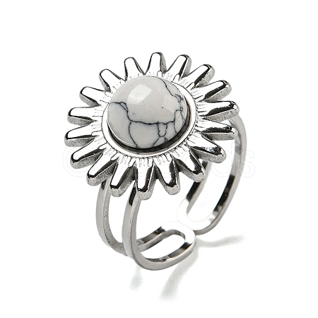 Sun 304 Stainless Steel Open Cuff Rings STAS-Z060-08P-05-1