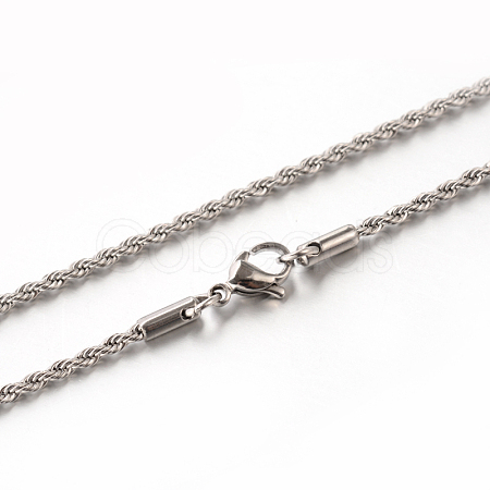 Tarnish Resistant 304 Stainless Steel Rope Chain Necklaces STAS-M174-008P-B-1