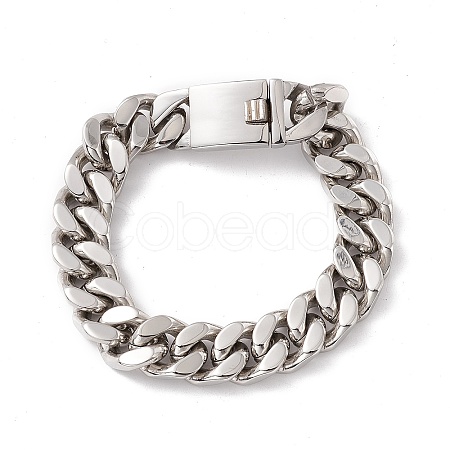 Non-Tarnish 304 Stainless Steel Curb Chains Bracelet for Women BJEW-E107-10P-1