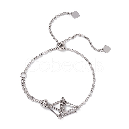 Tarnish Resistant Adjustable Braided 201 Stainless Steel Macrame Pouch Cable Chain Slider Bracelet Making BJEW-JB10284-01-1