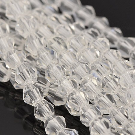 Faceted Bicone Glass Beads Strands X-EGLA-P016-4mm-01-1