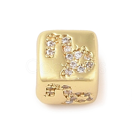Brass Micro Pave Clear Cubic Zirconia European Beads KK-K368-01G-10-1