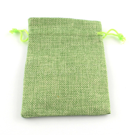 Polyester Imitation Burlap Packing Pouches Drawstring Bags X-ABAG-R005-9x7-02-1