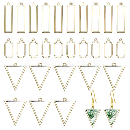 CHGCRAFT 30Pcs 3 Styles Alloy Open Back Bezel Pendants FIND-CA0007-86-1