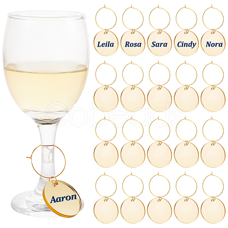 Acrylic Flat Round Wine Glass Charms AJEW-AB00115-1