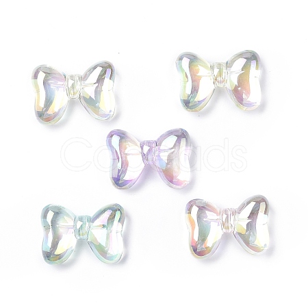 UV Plating Rainbow Iridescent Acrylic Beads OACR-H015-06-1